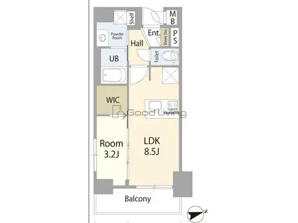 COCO TERRASSE 東公園(1LDK/7階)の間取り写真