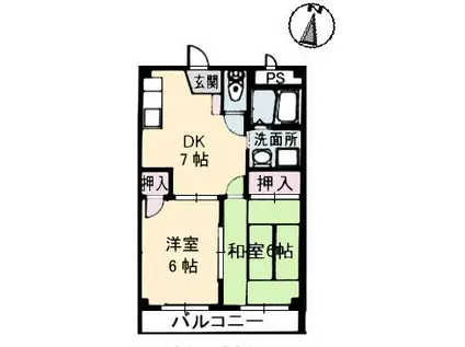 福成ビレッジ(2DK/3階)の間取り写真