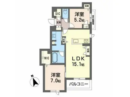 フィーノ(2LDK/4階)の間取り写真