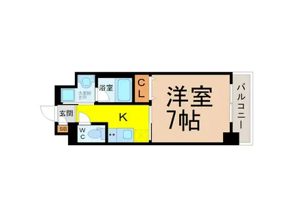 レジデンス東別院スクエアII(1K/12階)の間取り写真