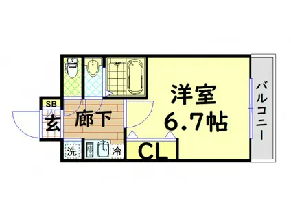 プレサンスOSAKA DOMECITYビーツ(1K/7階)の間取り写真