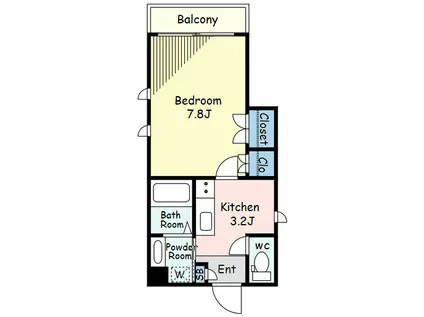 カーザ ベッラ(1K/2階)の間取り写真