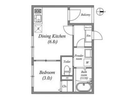 ハーモニーテラス平野西II(1DK/1階)の間取り写真