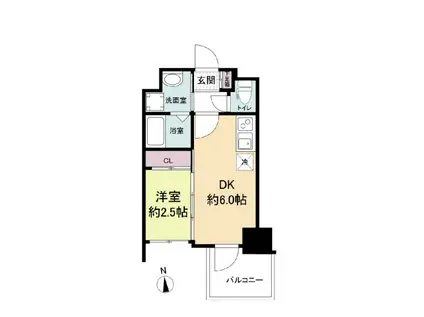 セレニテ天満橋アリア(1DK/4階)の間取り写真