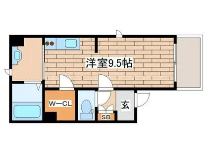 シュヴァル(ワンルーム/1階)の間取り写真