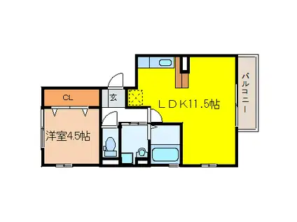 ロータス越路(1LDK/3階)の間取り写真