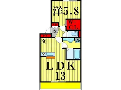 セジュール保塚B(1LDK/2階)の間取り写真