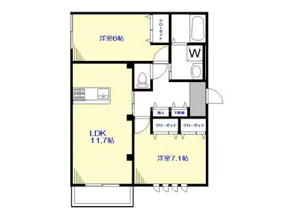 LE COEUR都立大学A棟(2LDK/2階)の間取り写真