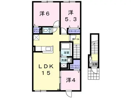 ボヌール・デ・ラ・メゾンII(3LDK/2階)の間取り写真