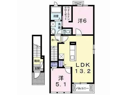 アクア・アルテB(2LDK/2階)の間取り写真