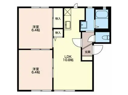 WHITE WOOD B(2LDK/1階)の間取り写真