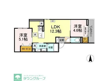 D-ROOM東海岸北2丁目II(2LDK/3階)の間取り写真