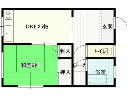 コーポみちのく(1DK/2階)の間取り写真