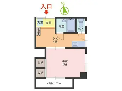 ボナール四ツ井(1DK/1階)の間取り写真