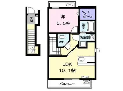 アルカンシエル(1LDK/2階)の間取り写真