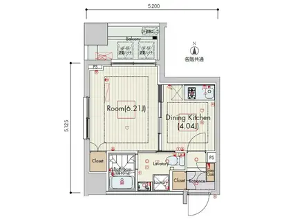 ビバリーホームズ吉祥寺北(1DK/2階)の間取り写真