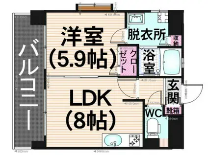 ビューラー野多目(1LDK/3階)の間取り写真