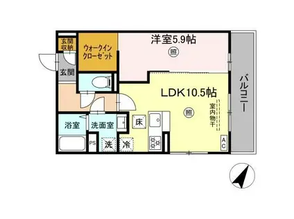 PREMILIFE下郡東(1LDK/2階)の間取り写真