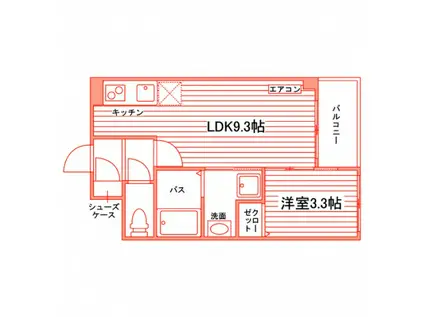 レスポワール伊都(1LDK/2階)の間取り写真