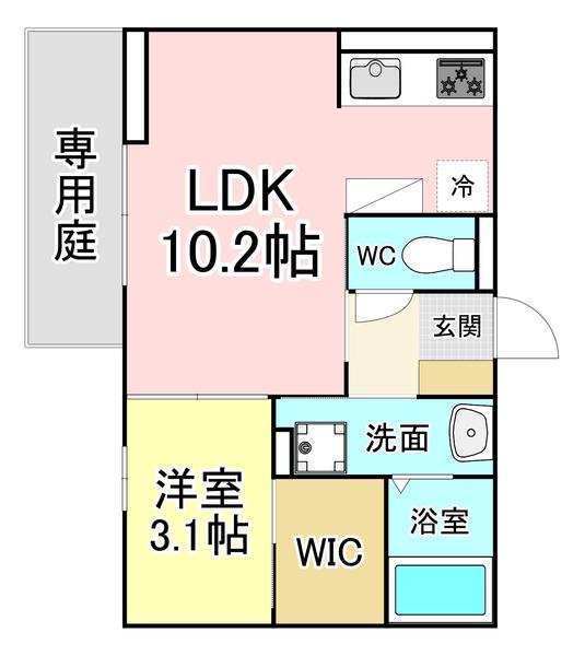 M・K・K萩崎町(1LDK/1階)の間取り写真