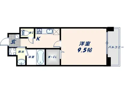 SHINING布施離宮(1K/1階)の間取り写真