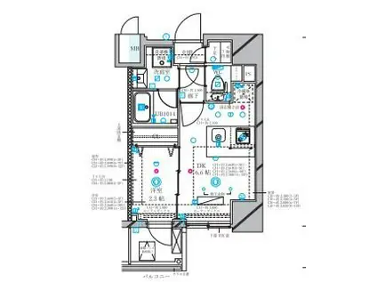ディアレイシャス丸の内(1DK/12階)の間取り写真