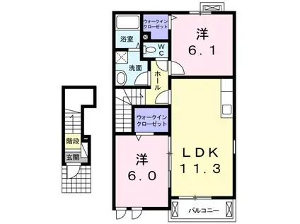 ヴィラ サンワード I(2LDK/2階)の間取り写真