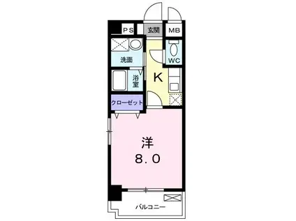 アルデール麻里布(1K/2階)の間取り写真