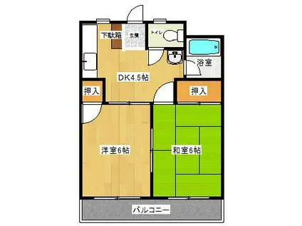 メゾンドソル(2DK/2階)の間取り写真