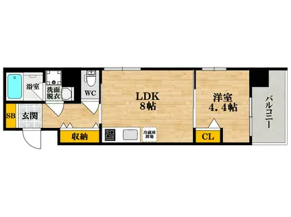 ふぁみーゆ夕陽ケ丘(1LDK/2階)の間取り写真