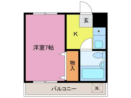 ブルール文教(1K/2階)の間取り写真