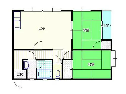 コンフォート元町(2LDK/2階)の間取り写真