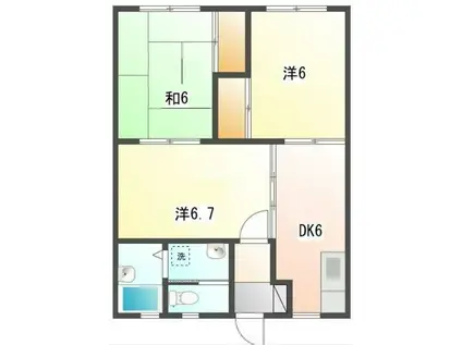 グリーンハイム(3DK/2階)の間取り写真
