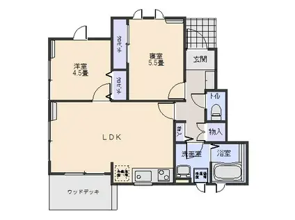 アンジュール三鷹II(2LDK/1階)の間取り写真