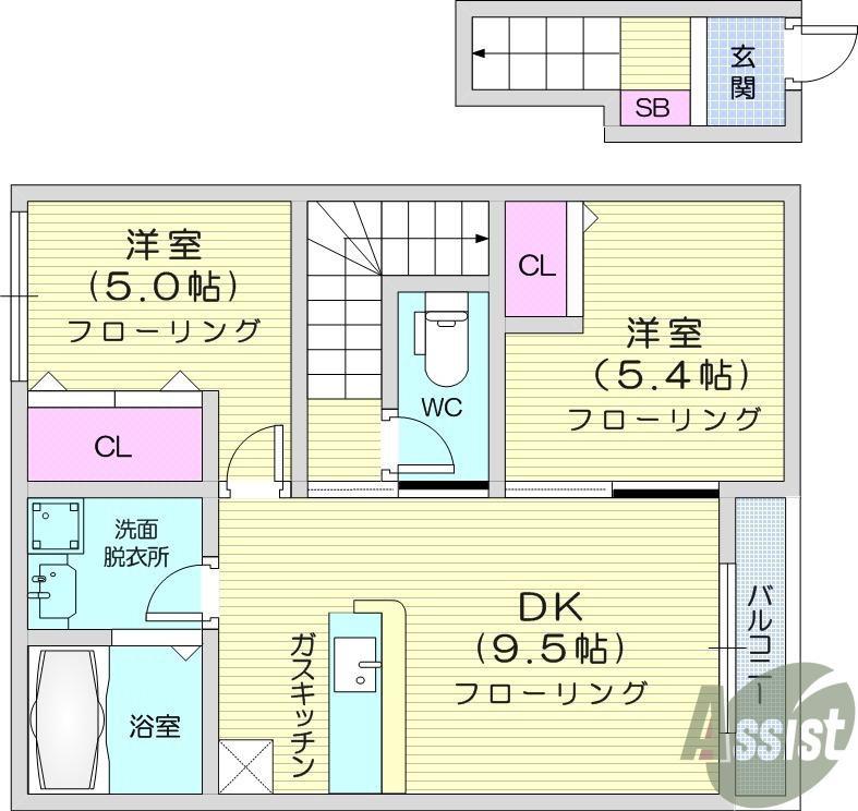 プランドール・アイ(2DK/2階)の間取り写真