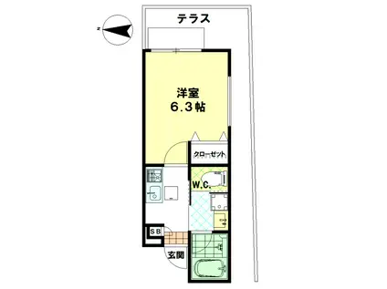 ルミナス(1K/1階)の間取り写真