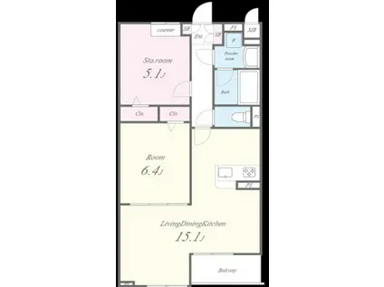 ヴォアチュールエムス(1SLDK/2階)の間取り写真