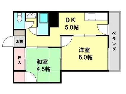 ビスタ桃谷(2DK/2階)の間取り写真