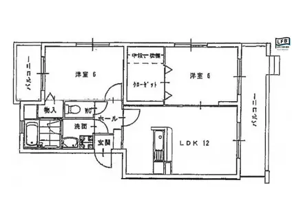 エクセルシティ門司 B棟(2LDK/3階)の間取り写真