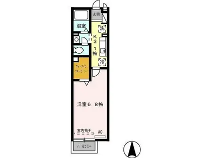 セジュール各務原(1K/2階)の間取り写真