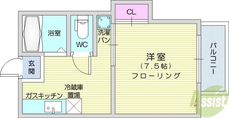 カーサ大内(1K/1階)の間取り写真