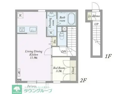 ROELL(1LDK/2階)の間取り写真