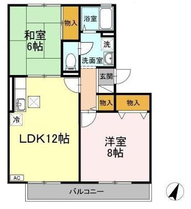 ファミーユ・ヴィラB(2LDK/1階)の間取り写真