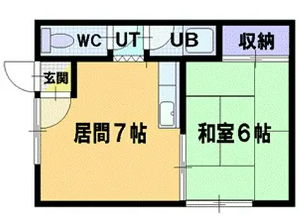 サイヴィレッジC(1DK/2階)の間取り写真