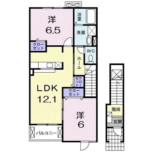 コーポ勢多V番館(2LDK/2階)の間取り写真