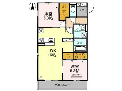 ラフォーレ堺(2LDK/2階)の間取り写真