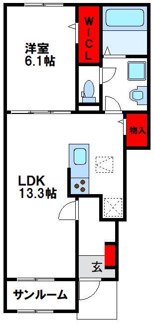 グランリヴァージュ宮司I(1LDK/1階)の間取り写真