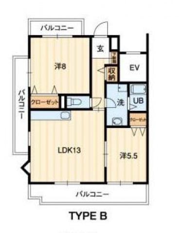 プレステージ(2LDK/4階)の間取り写真