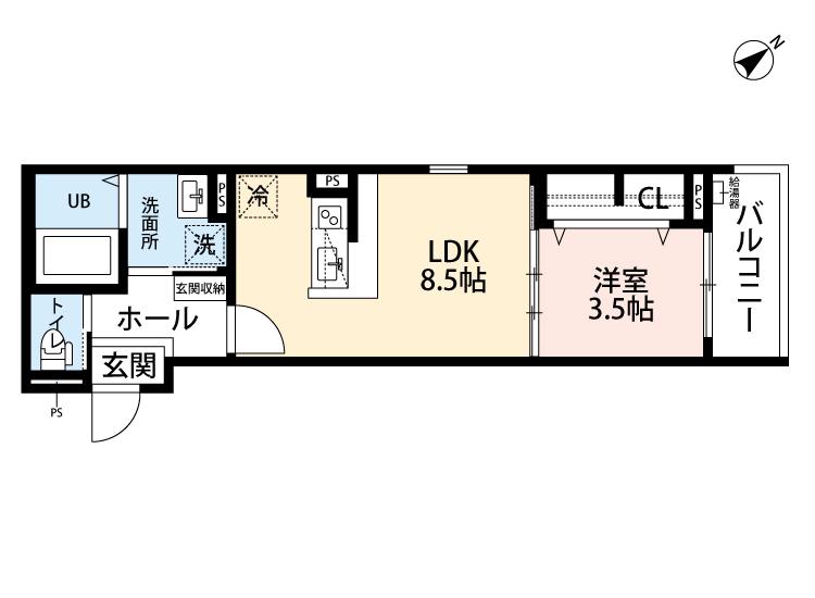 ROBOT HOME 竹下(1LDK/1階)の間取り写真