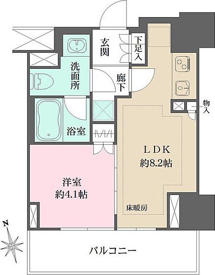ザ・パークハウス上野(1LDK/3階)の間取り写真